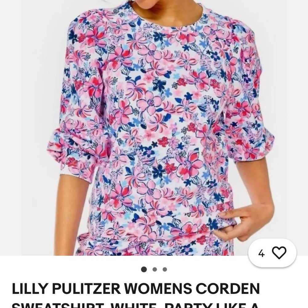 Lily Pulitzer Corden puff sleeve sweatshirt size size S